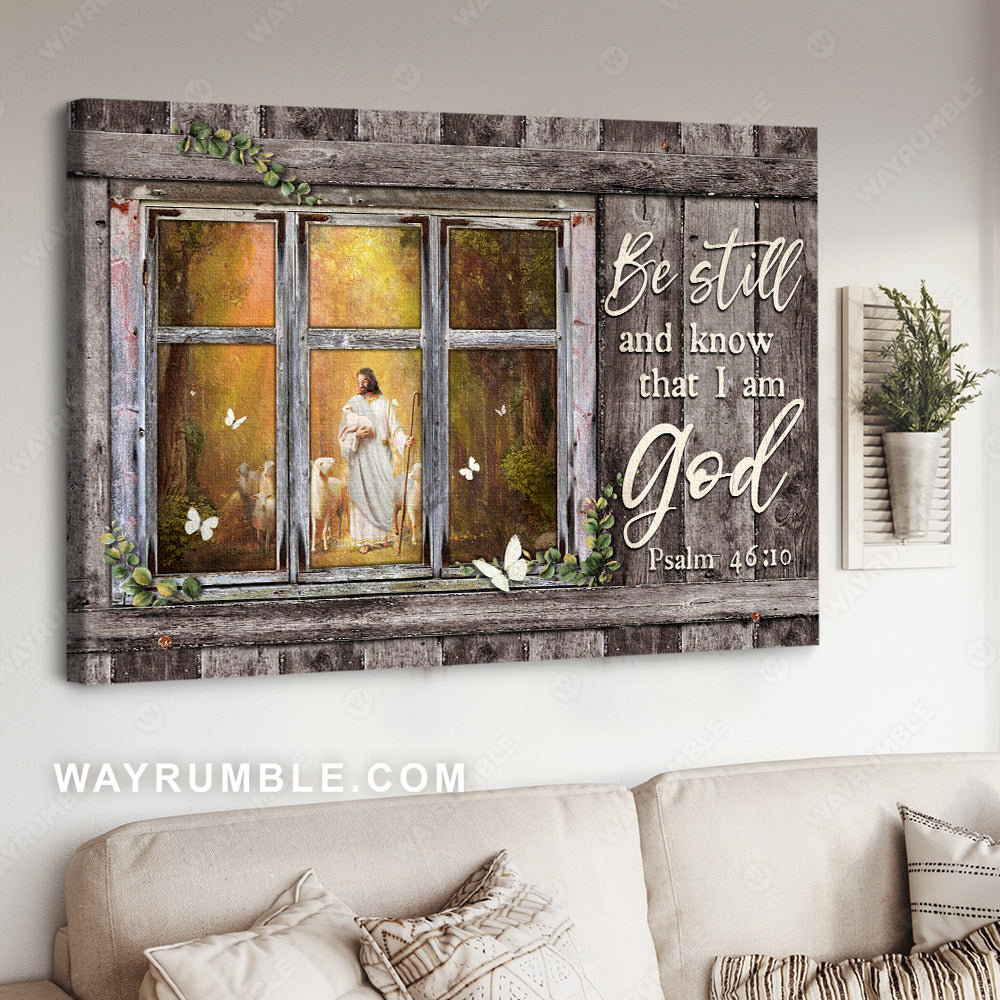 Jesus painting, In the forest with the lambs, Lamb of God, Be still and know that I am God - Jesus Landscape Canvas Prints, Christian Wall Art