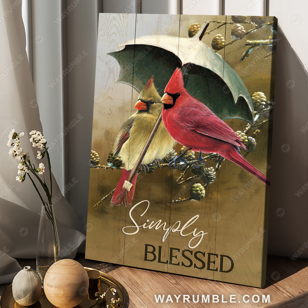 Cardinal drawing, Green umbrella, Pinecone painting, Simply blessed - Jesus Portrait Canvas Prints, Christian Wall Art
