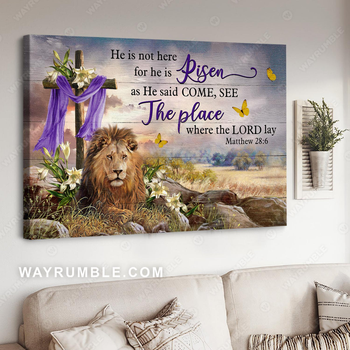 Lion of Judah, Meadow landscape, The place where the Lord lay - Jesus Landscape Canvas Prints, Christian Wall Art