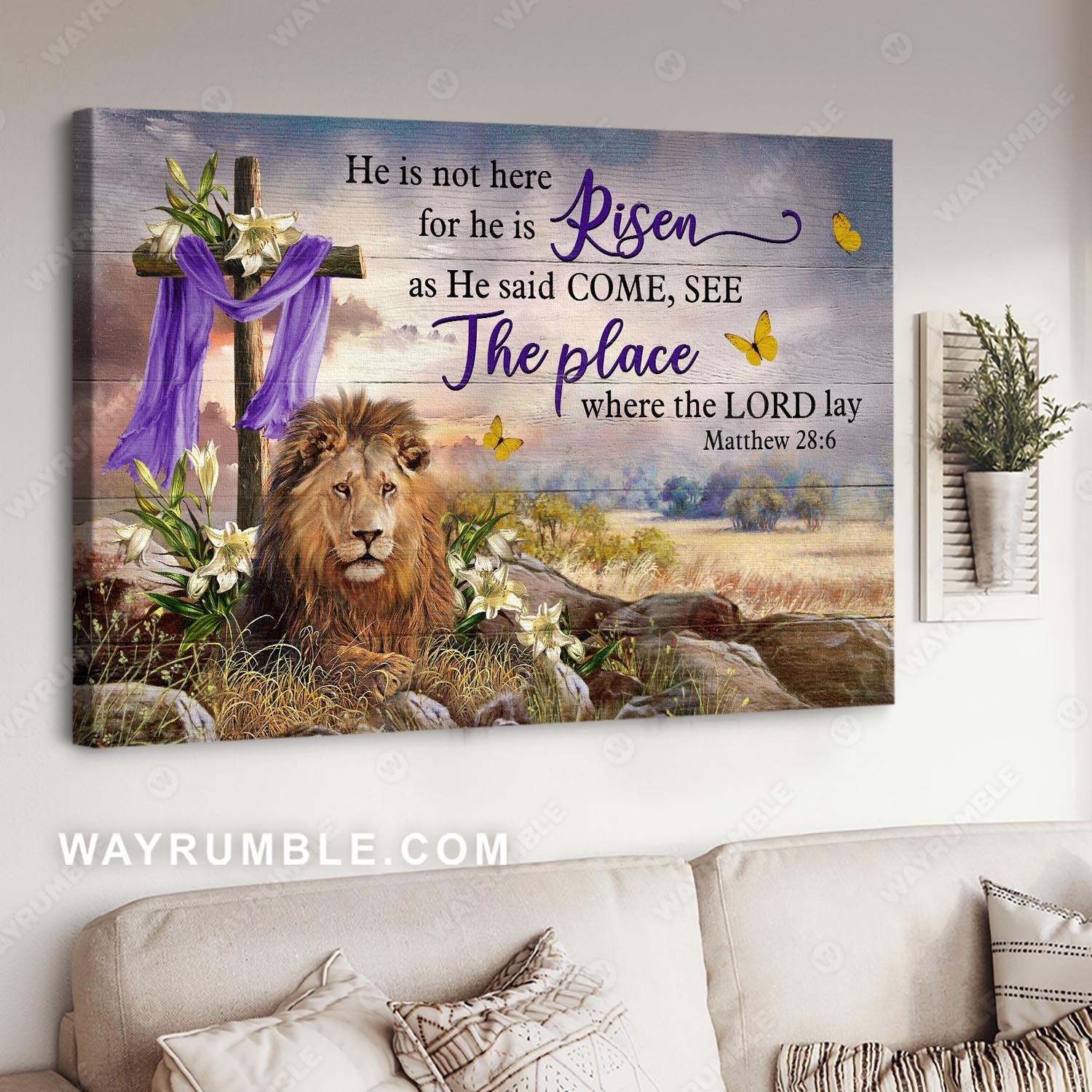 Lion of Judah, Meadow landscape, The place where the Lord lay - Jesus Landscape Canvas Prints, Christian Wall Art