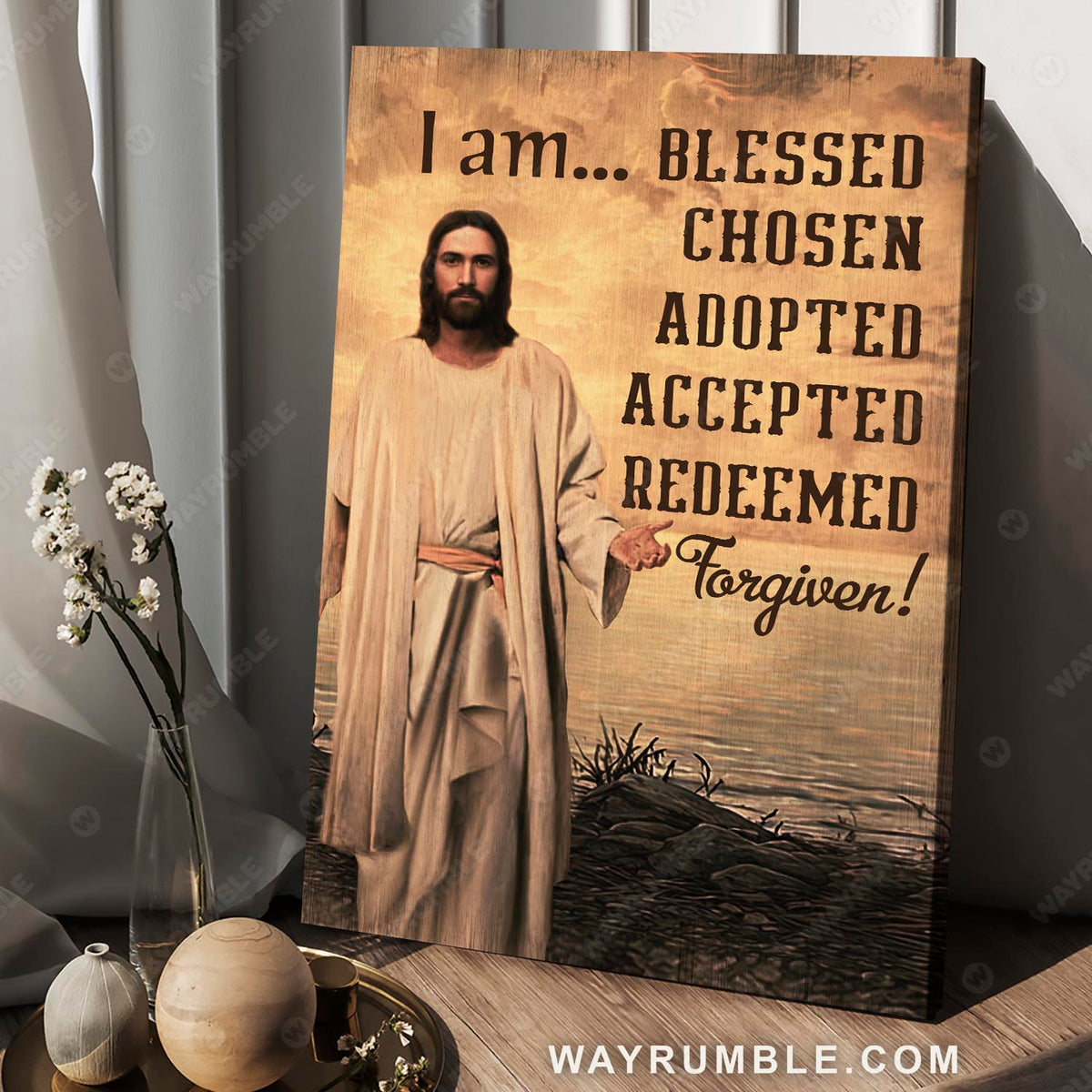 Jesus painting, Riverside landscape, I am forgiven - Jesus Portrait Canvas Prints, Christian Wall Art