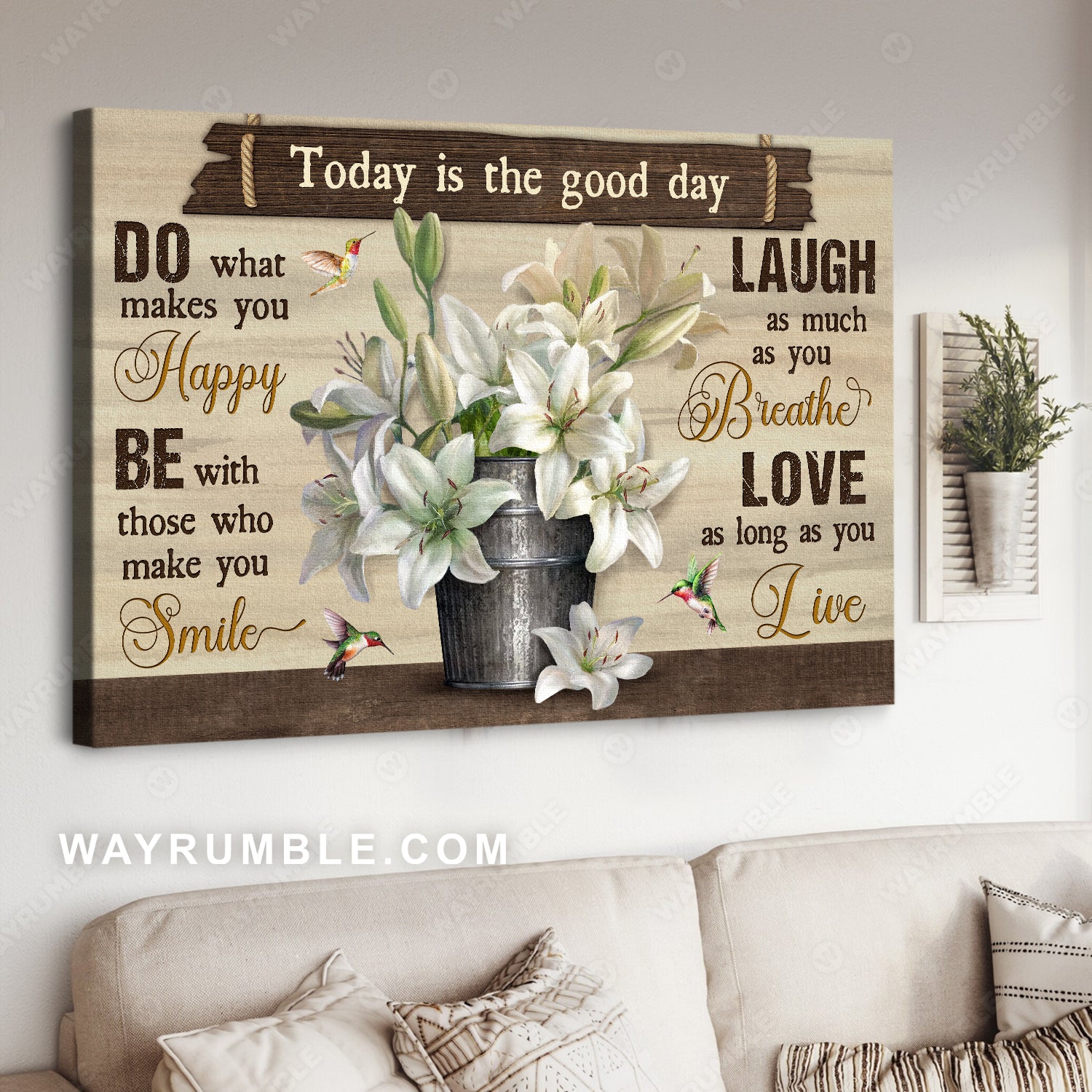 Stunning lily vase, Colorful hummingbird, Today is the good day - Jesus Landscape Canvas Prints, Home Decor Wall Art