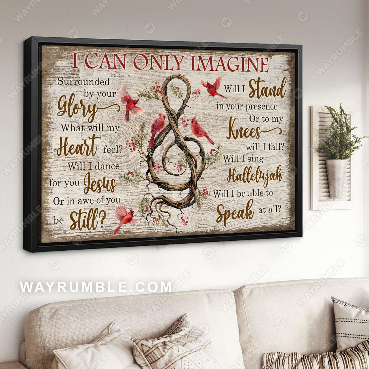 Cardinal painting, Sol key symbol, I can only imagine - Jesus Landscape Canvas Prints, Christian Wall Art