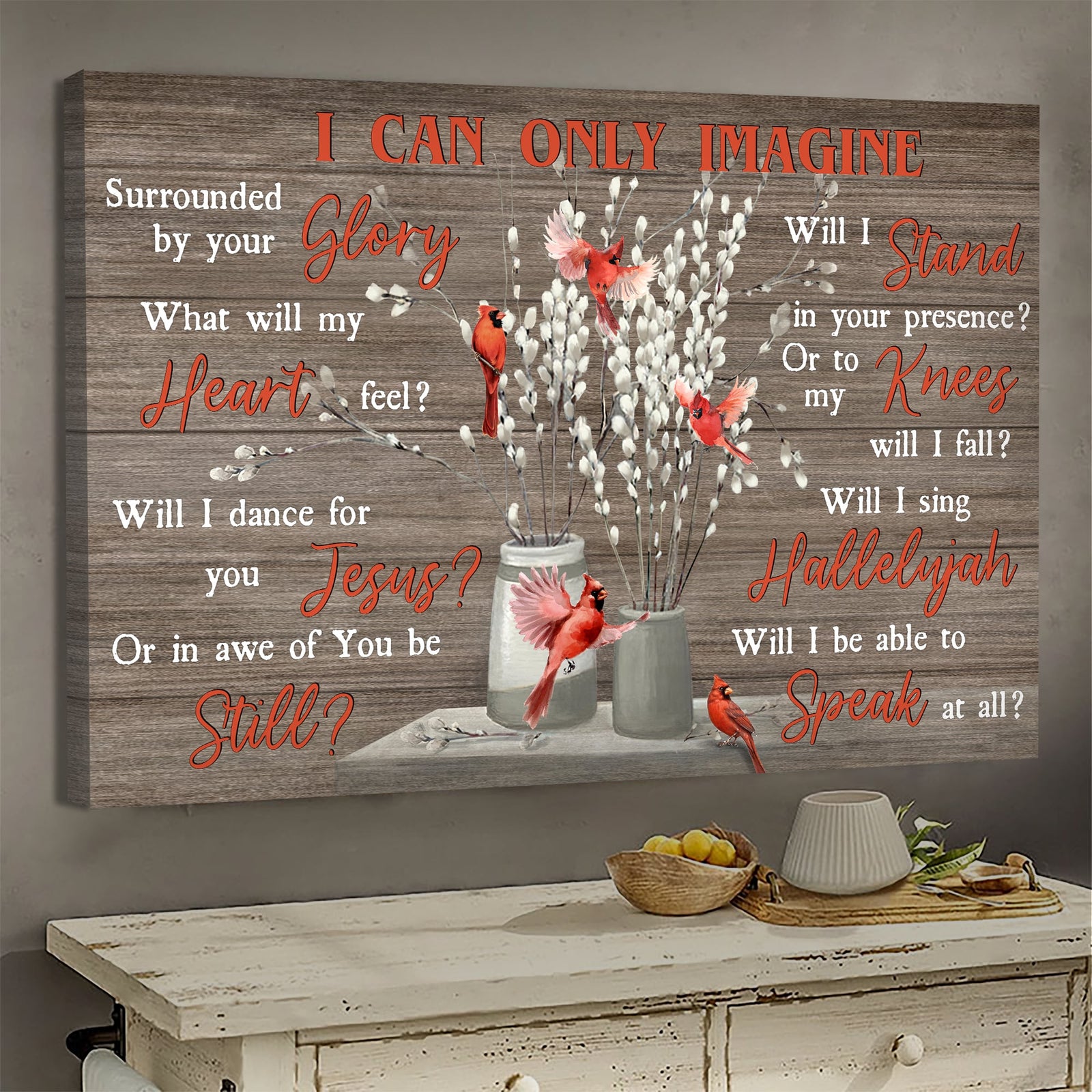 Cardinal, Briar flower vase, I can only imagine - Jesus Landscape Canvas Prints, Wall Art