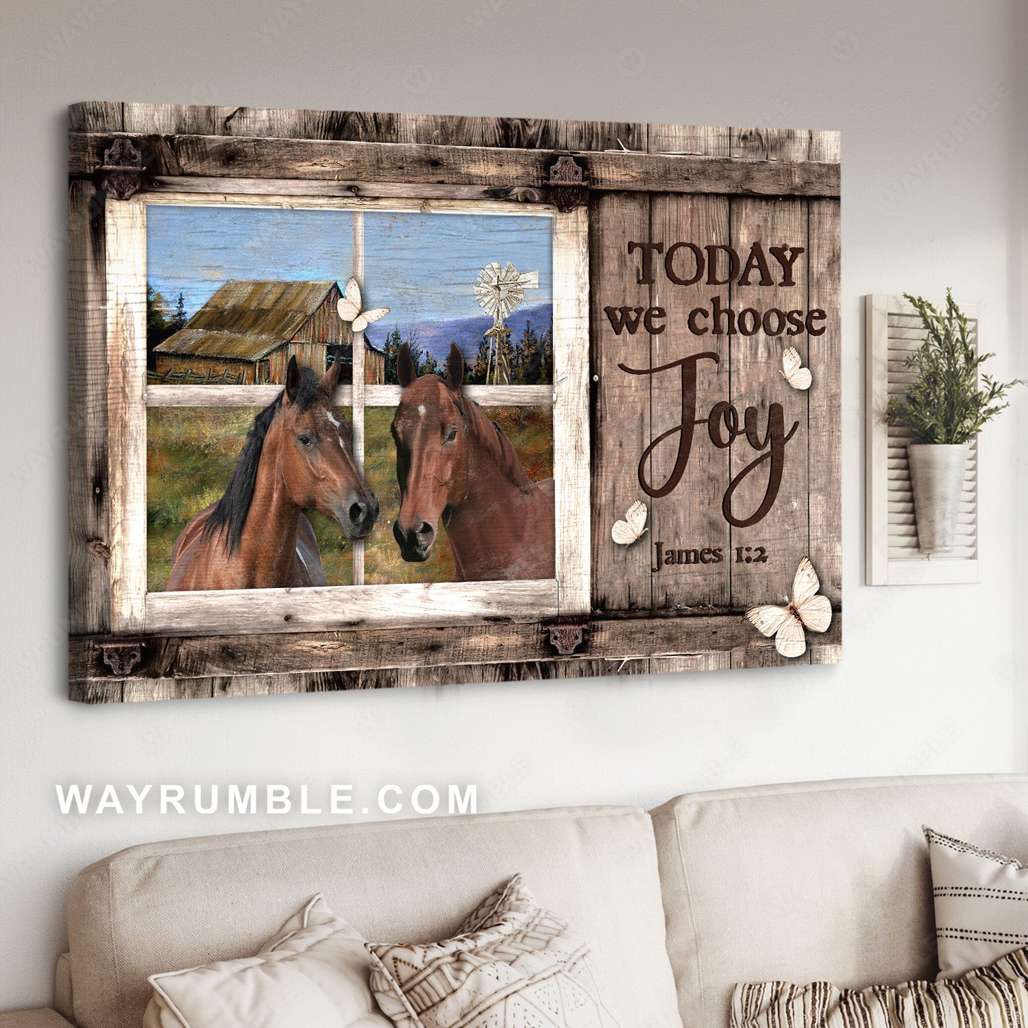 Face of horse, Countryside painting, Antique window, Today we choose joy - Jesus Landscape Canvas Prints, Christian Wall Art