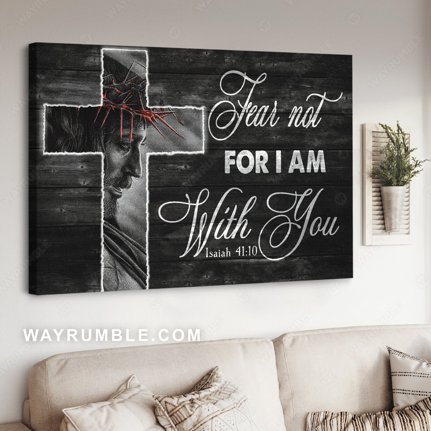 Jesus drawing, Crown of thorn, Jesus cross, Fear not for I am with you - Jesus Landscape Canvas Prints, Christian Wall Art