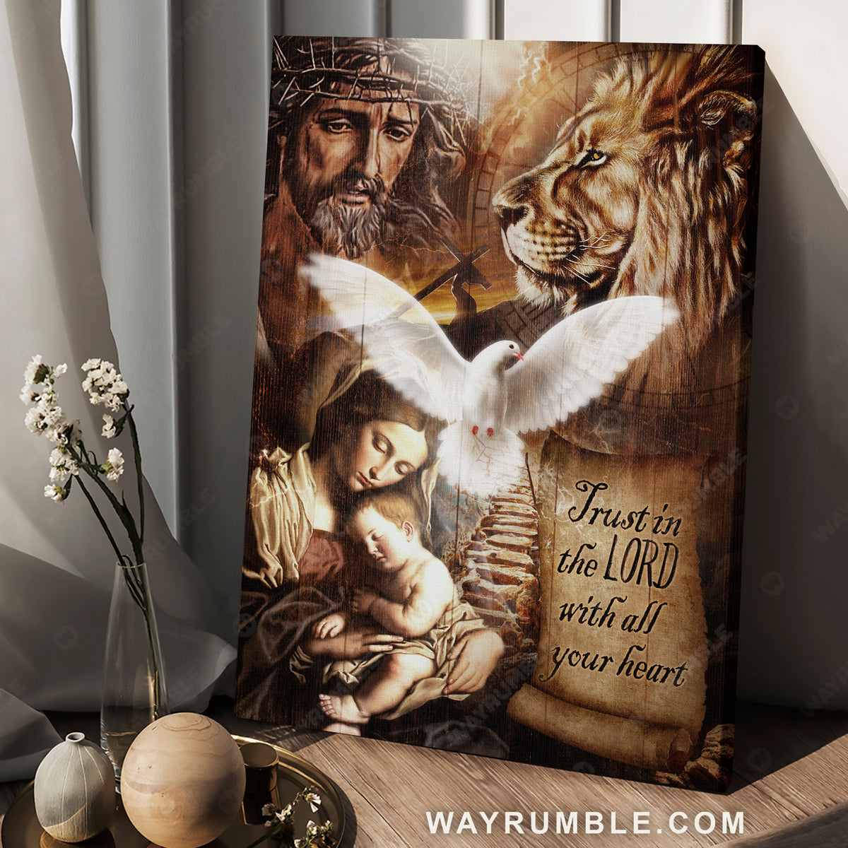 Brilliant dove, The life of Jesus, Stunning lion, Trust in the Lord - Jesus Portrait Canvas Prints, Home Decor Wall Art