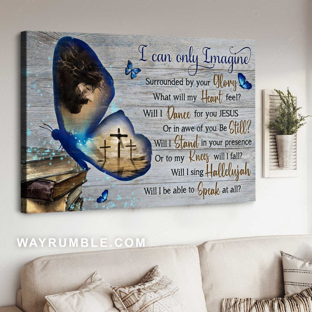 Magic butterfly, Cross symbol, The face of Jesus, I can only imagine - Jesus Landscape Canvas Prints, Home Decor Wall Art