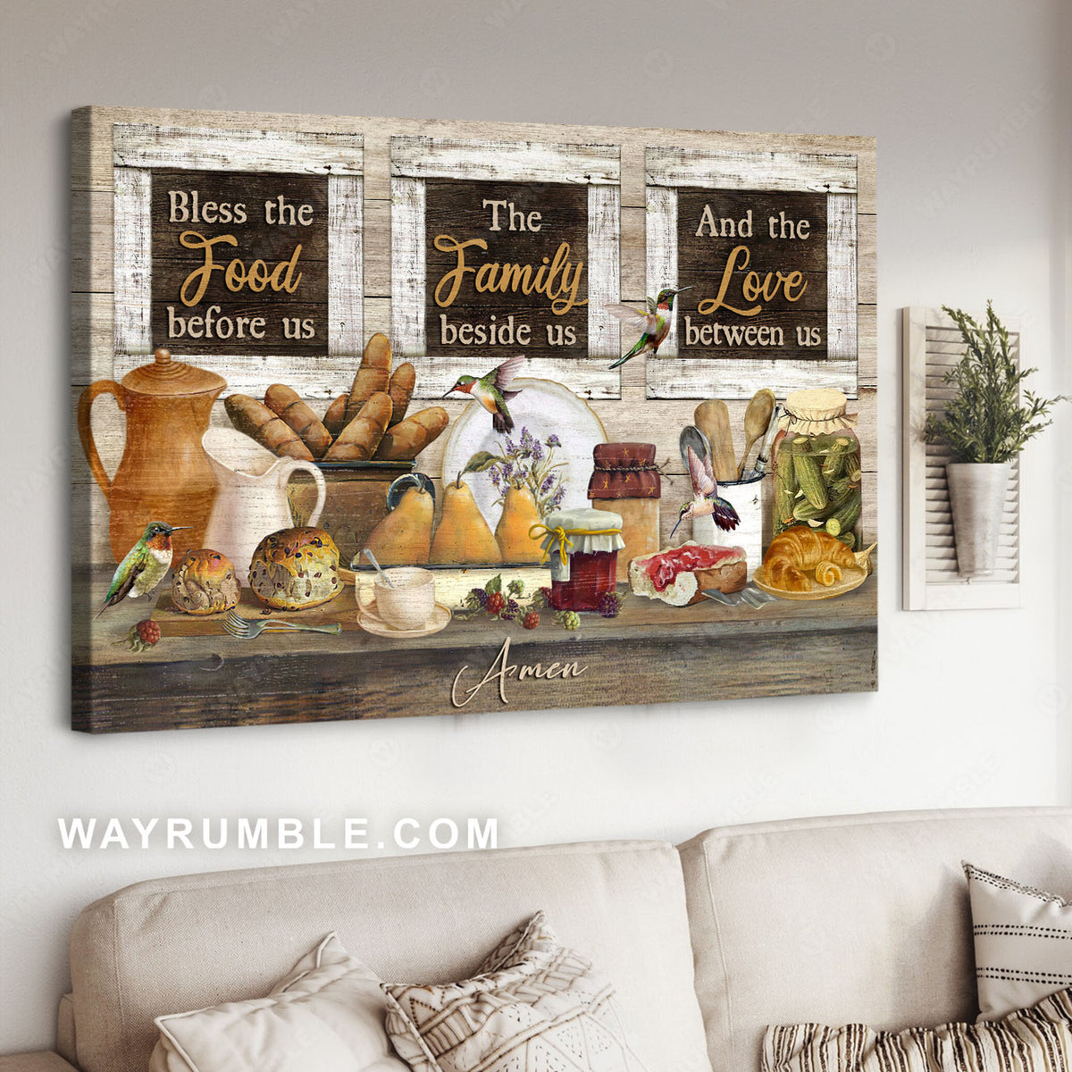 Hummingbird artwork, Pretty kitchen, Bless the food before us - Jesus Landscape Canvas Prints, Christian Wall Art
