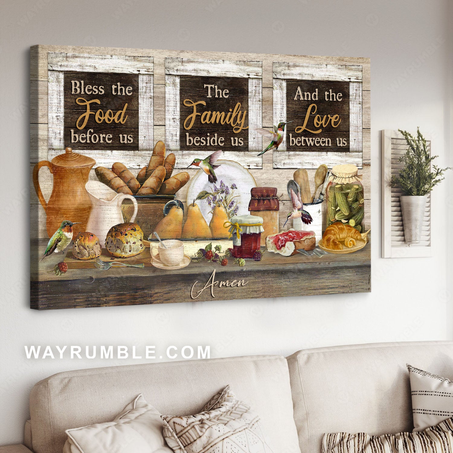 Hummingbird artwork, Pretty kitchen, Bless the food before us - Jesus Landscape Canvas Prints, Christian Wall Art