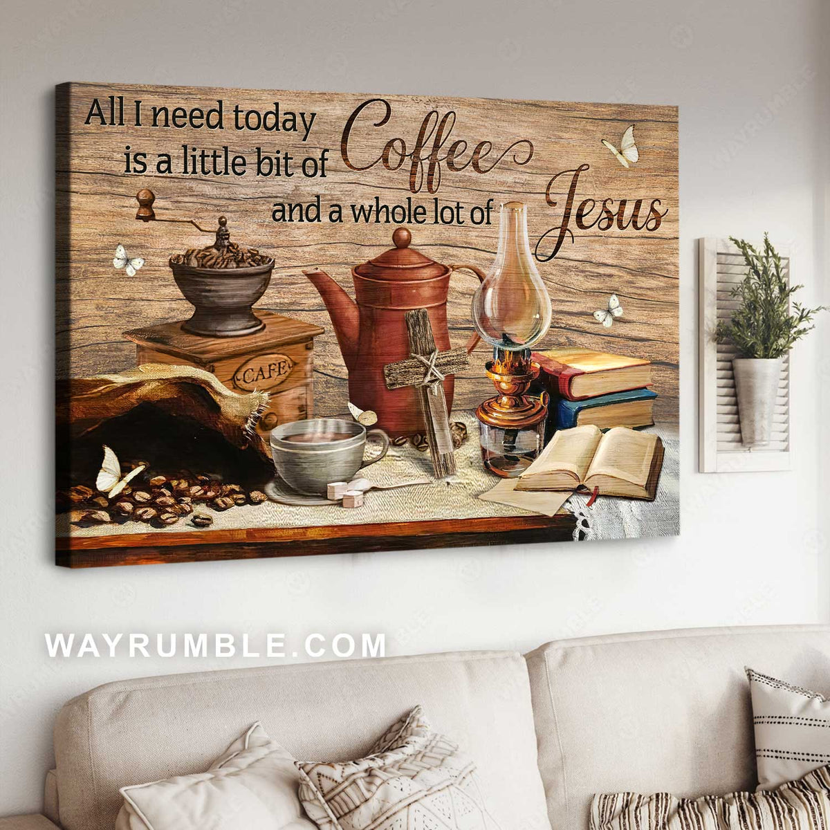 Beautiful coffee drawing, Gift for coffee lover, All I need today is coffee - Jesus Landscape Canvas Prints, Home Decor Wall Art