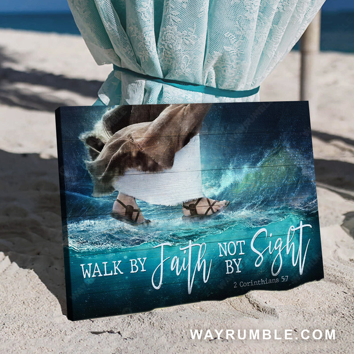 Walking with Jesus, Jesus on the water, Walk by faith not by sight - Jesus Landscape Canvas Prints, Christian Wall ArtCC