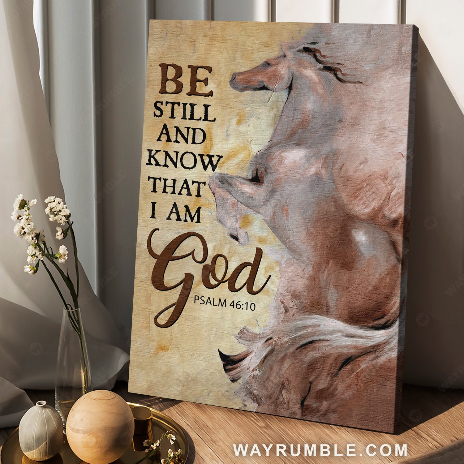 Amazing horse drawing, Yellow background, Jesus painting, Be still and know that I am God - Jesus Portrait Canvas Prints, Christian Wall Art