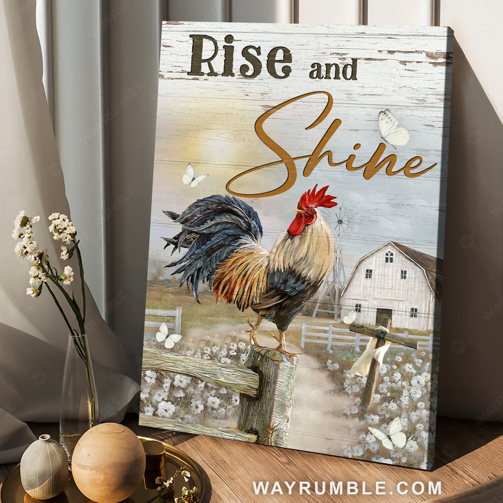 Rustic Farmhouse Rise & Shine! Chicken Wall Décor with Chicken Wire