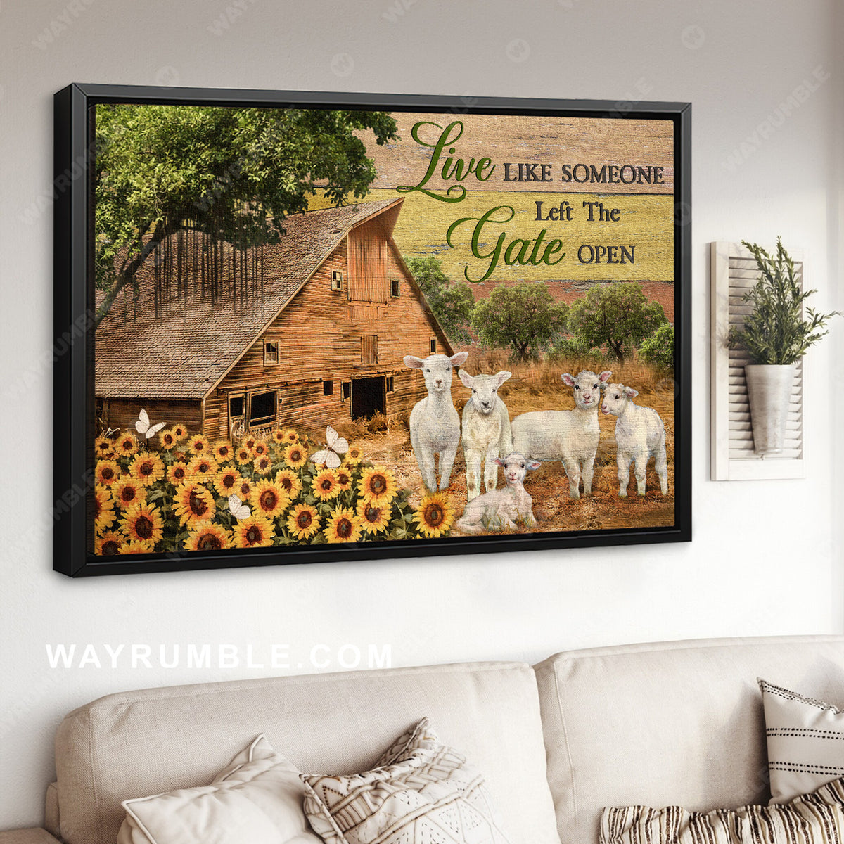 Special house, Little lamb, Sunflower garden, Live like someone - Jesus Landscape Canvas Prints, Home Decor Wall Art