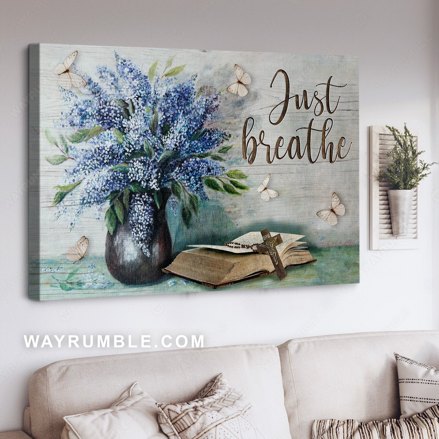 Unique flower, Antique bible, Beautiful butterfly, Just breathe - Jesus Landscape Canvas Prints, Home Decor Wall Art