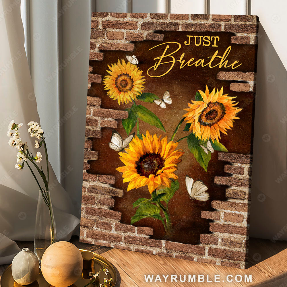Sunflower drawing, White butterfly, Broken wall, Just breathe - Jesus Portrait Canvas Prints, Christian Wall Art