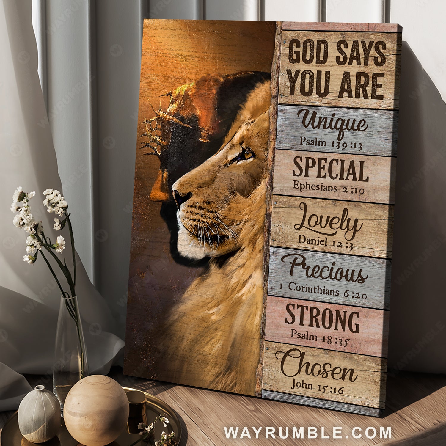 Lion of Judah, Office decoration, Jesus drawing, God says you are unique - Jesus Portrait Canvas Prints, Home Decor Wall Art