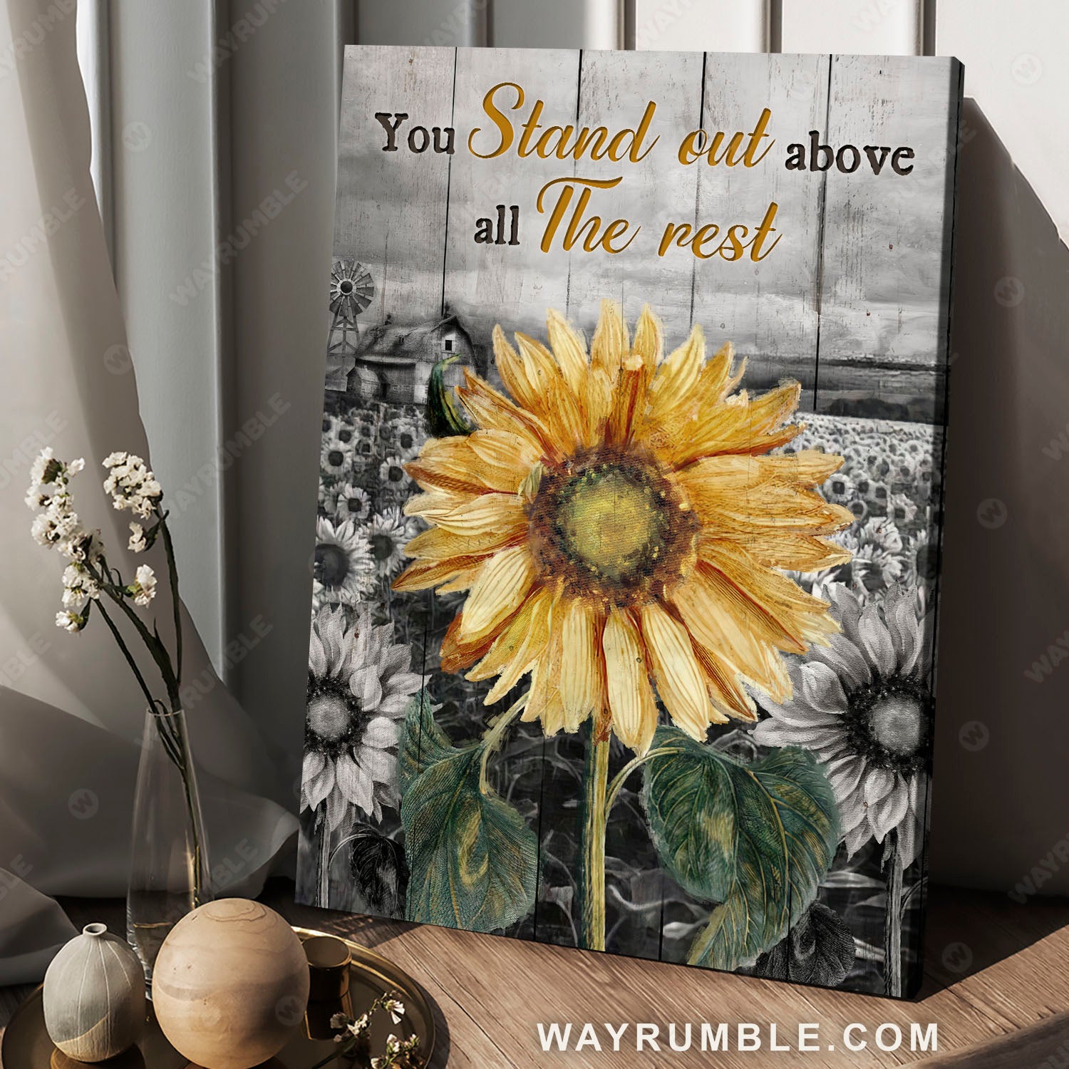 Sunflower painting, Sunflower field, Old barn, You stand out above the rest  - Jesus Portrait Canvas Prints, Christian Wall Art