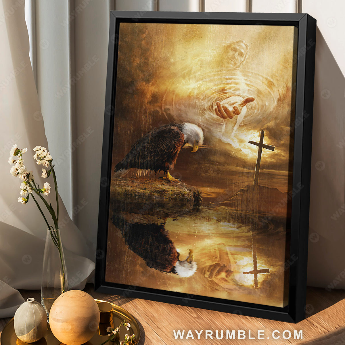 Jesus painting, The hand of Jesus, Bald Eagle painting, The old rugged cross - Jesus Portrait Canvas Prints, Christian Wall Art