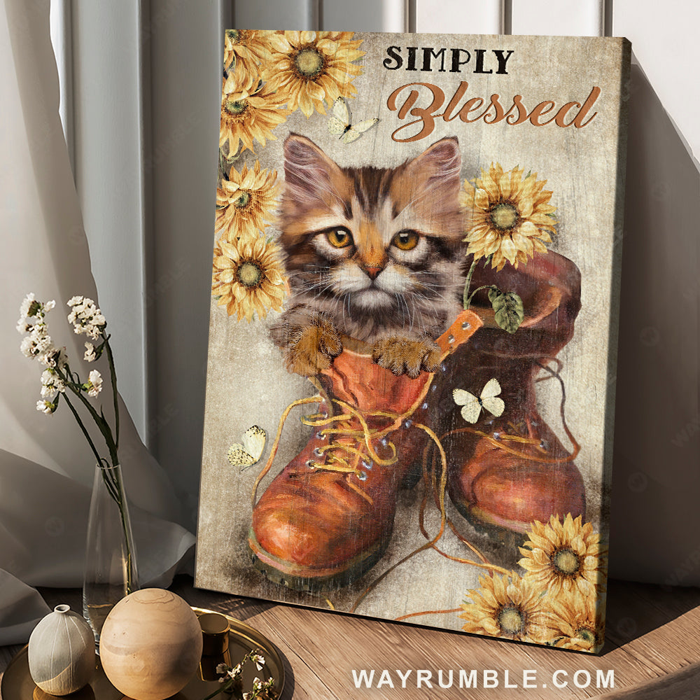 Little cat, Orange shoes, Sunflower garden, Simply blessed - Jesus Portrait Canvas Prints, Christian Wall Art