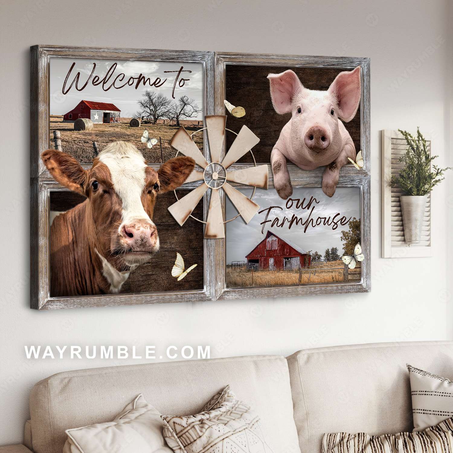 Simmental cow, Pig drawing, Old windmill, Welcome to our farmhouse - Jesus Landscape Canvas Prints, Christian Wall Art
