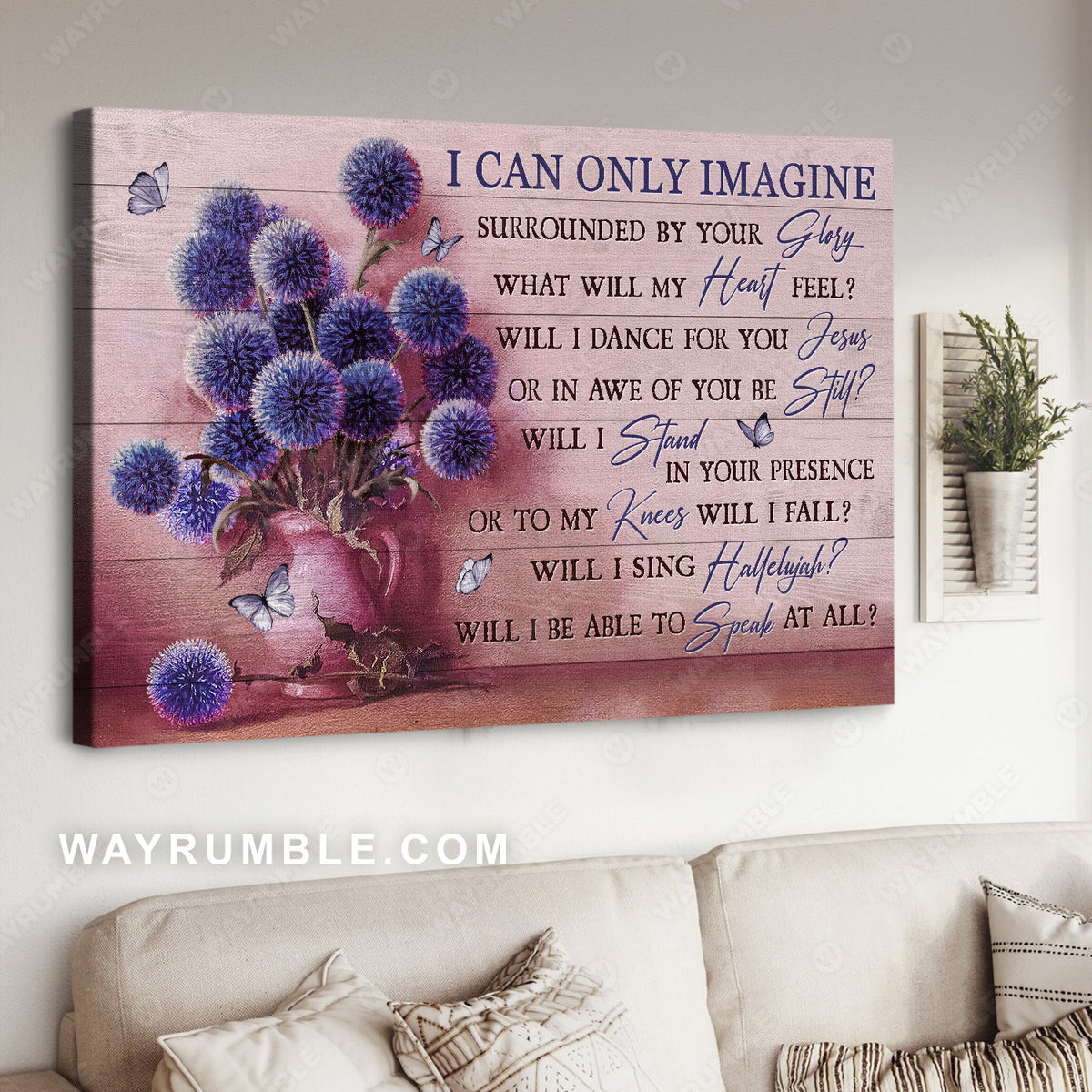 Unique purple flower, Pretty butterfly, Still life drawing, I can only imagine - Jesus Landscape Canvas Prints, Home Decor Wall Art