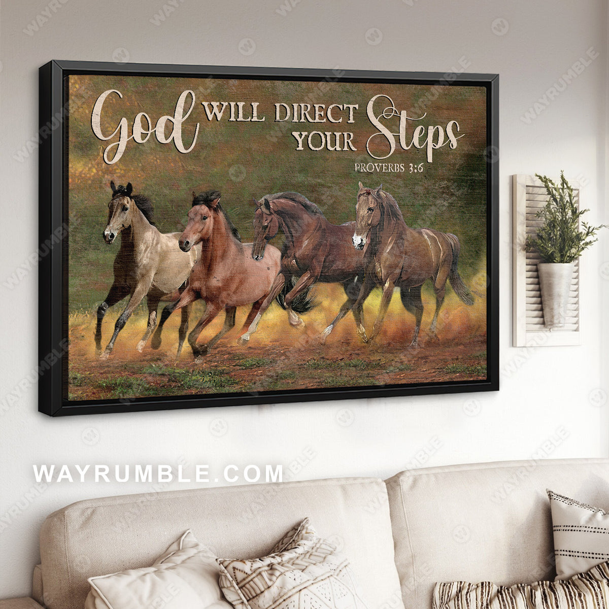 Quarter horses, Rice field, God will direct your steps - Jesus Landscape Canvas Prints, Wall Art