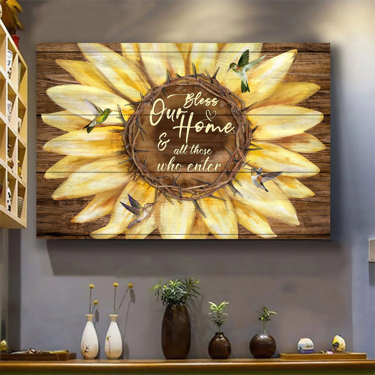 Sunflower, Hummingbird, God says you are - Jesus Landscape Canvas Prints, Wall Art