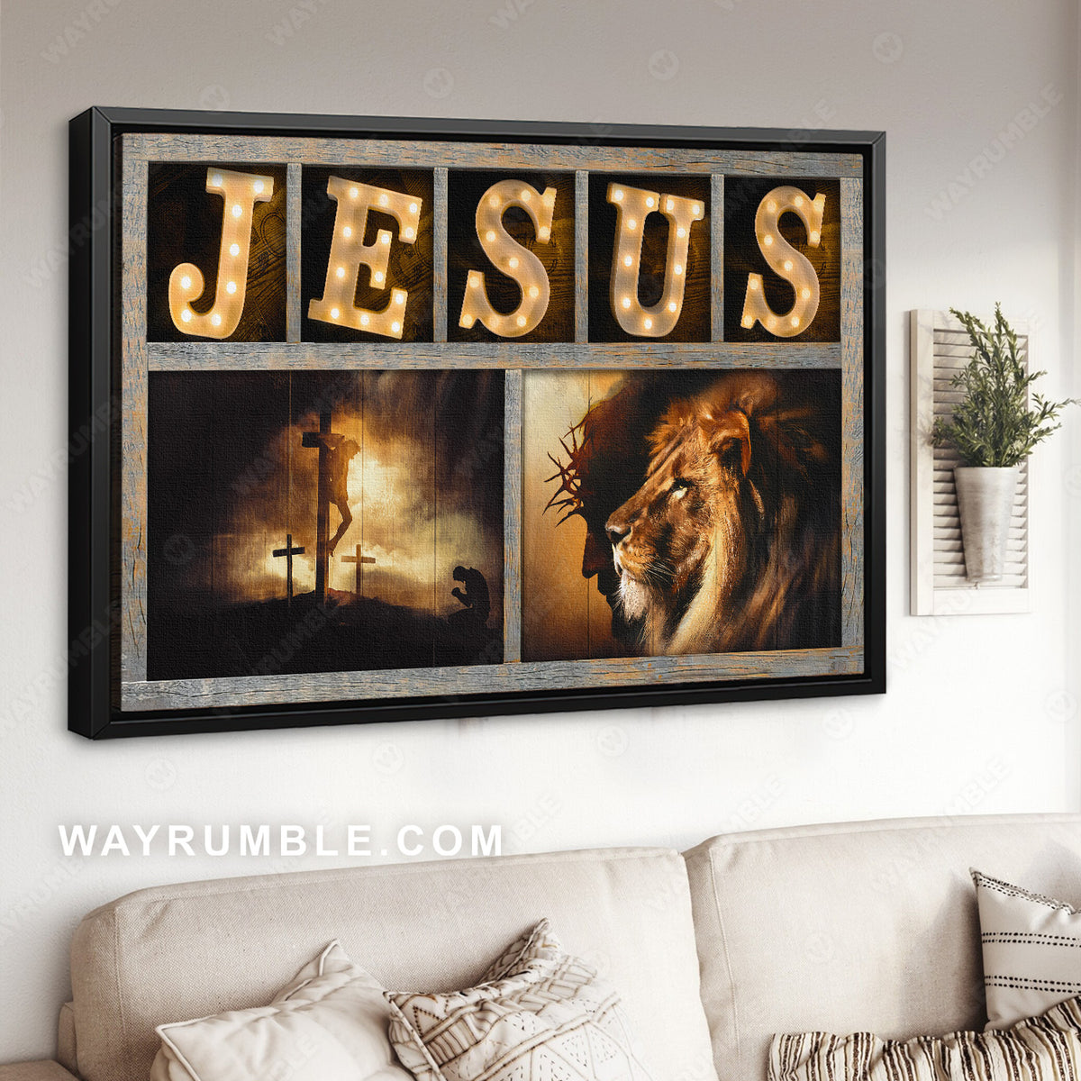 Jesus Lord, The Lion of Judah, Cross symbol, Jesus on the cross - Jesus Landscape Canvas Prints, Christian Wall Art