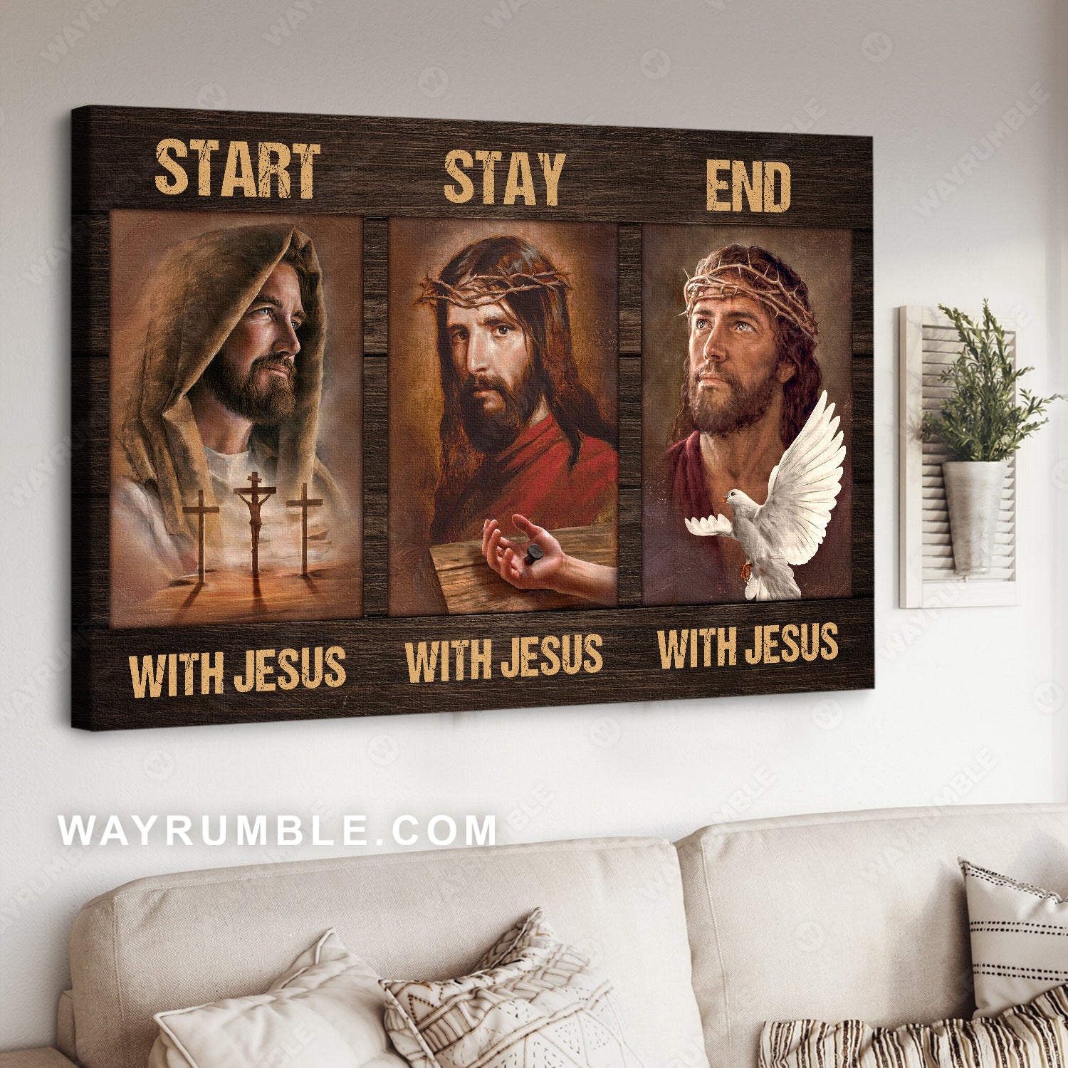 Stunning Jesus, Beautiful painting, Start with Jesus, Stay with Jesus - Jesus Landscape Canvas Prints, Home Decor Wall Art