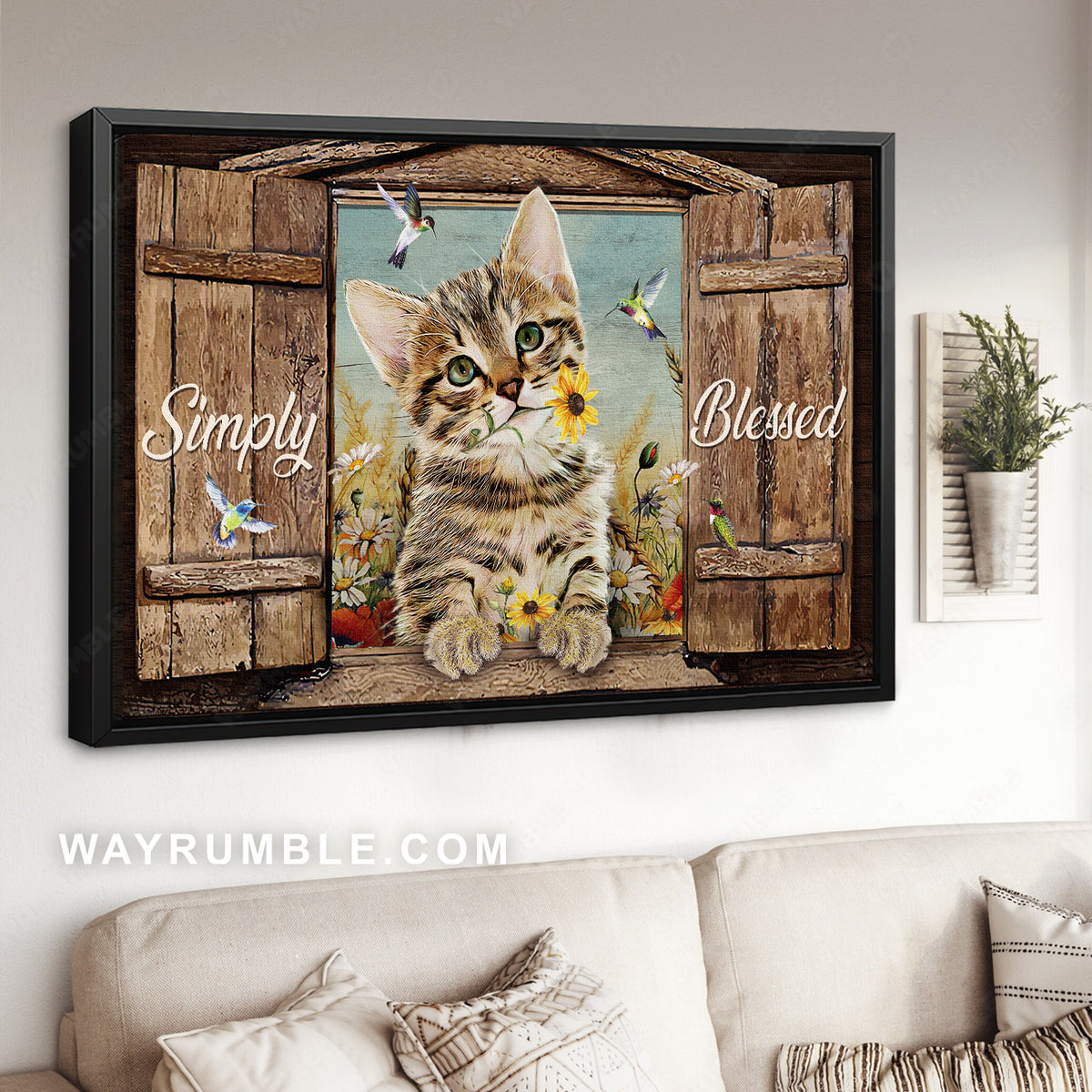 Dream cat, Yellow daisy, Colorful hummingbird, Simply blessed - Jesus Landscape Canvas Prints, Christian Wall Art