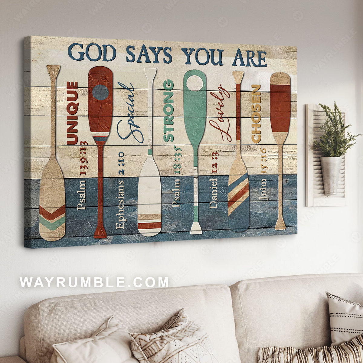 Canoe paddle, Paddle drawing, God says you are unique - Jesus Landscape Canvas Prints, Christian Wall Art