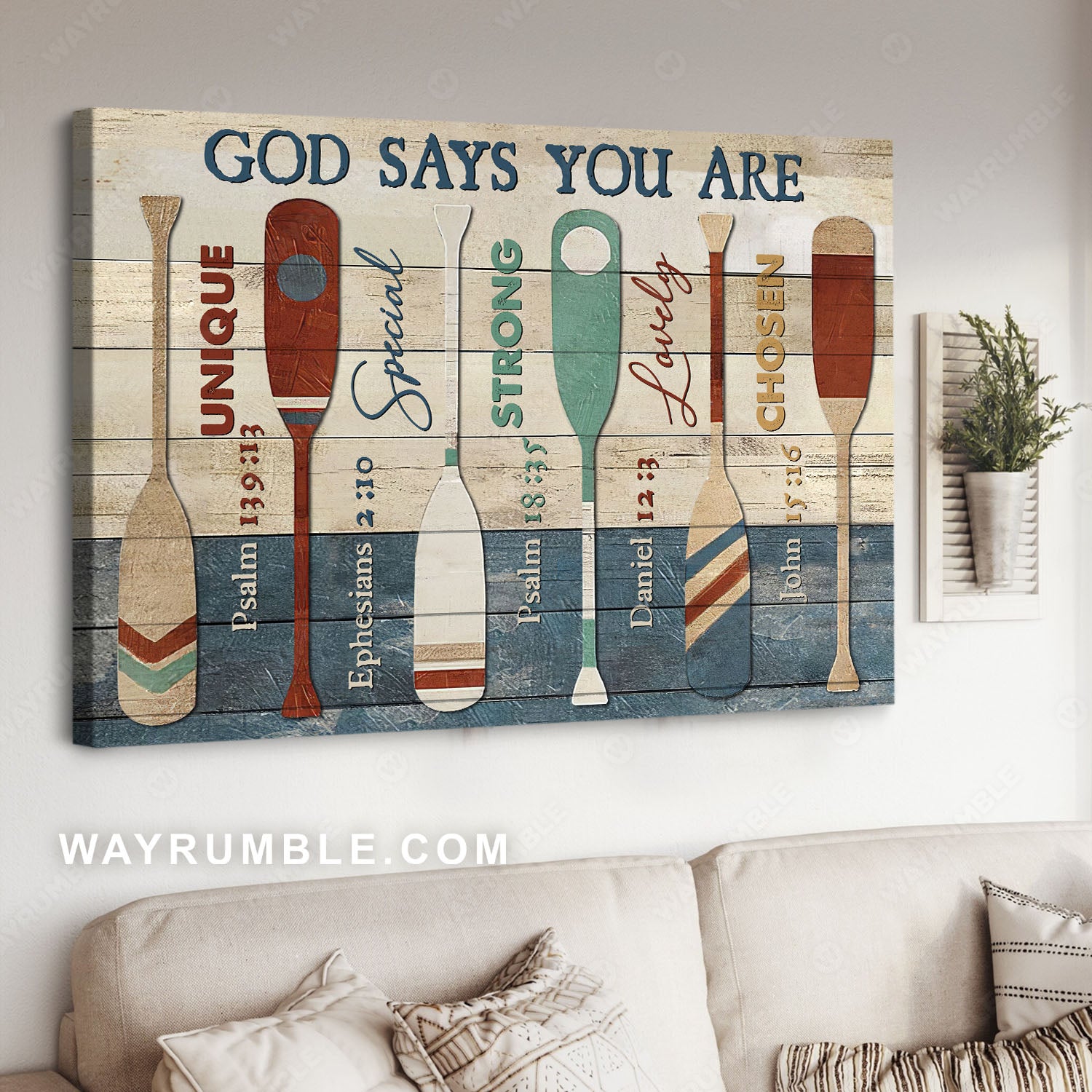 Canoe paddle, Paddle drawing, God says you are unique - Jesus Landscape Canvas Prints, Christian Wall Art
