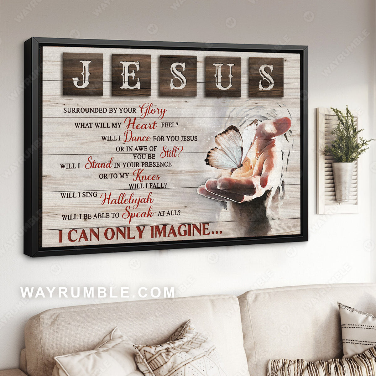 Jesus hand, White butterfly, White background, I can only imagine - Jesus Landscape Canvas Prints, Christian Wall Art