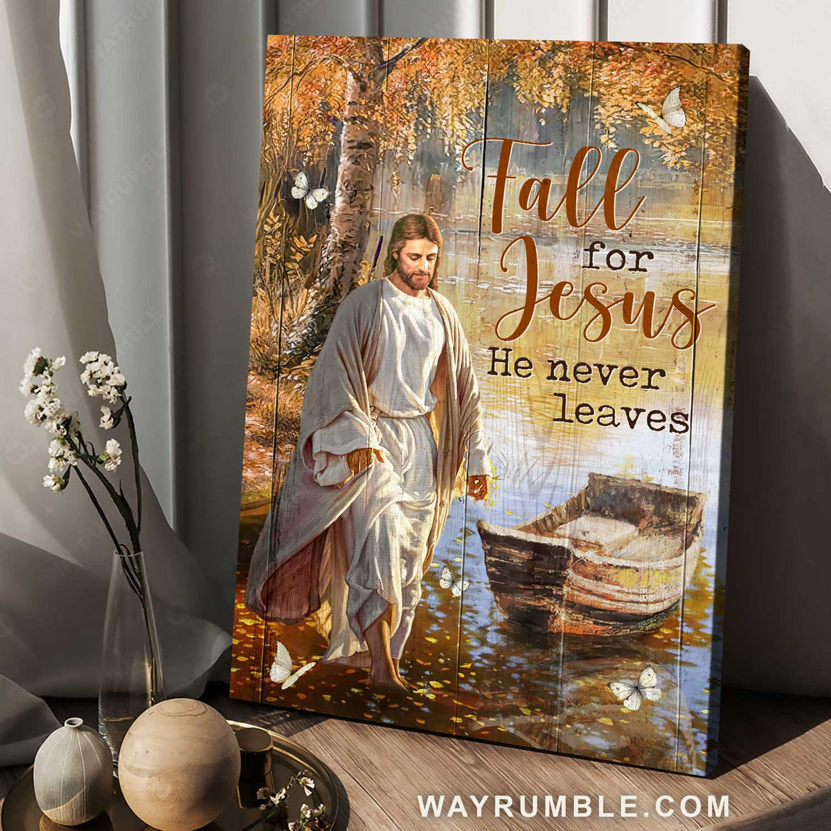 Jesus painting, Jesus walking on the water, Beautiful lake, Fall for Jesus - Jesus Portrait Canvas Prints, Wall Art