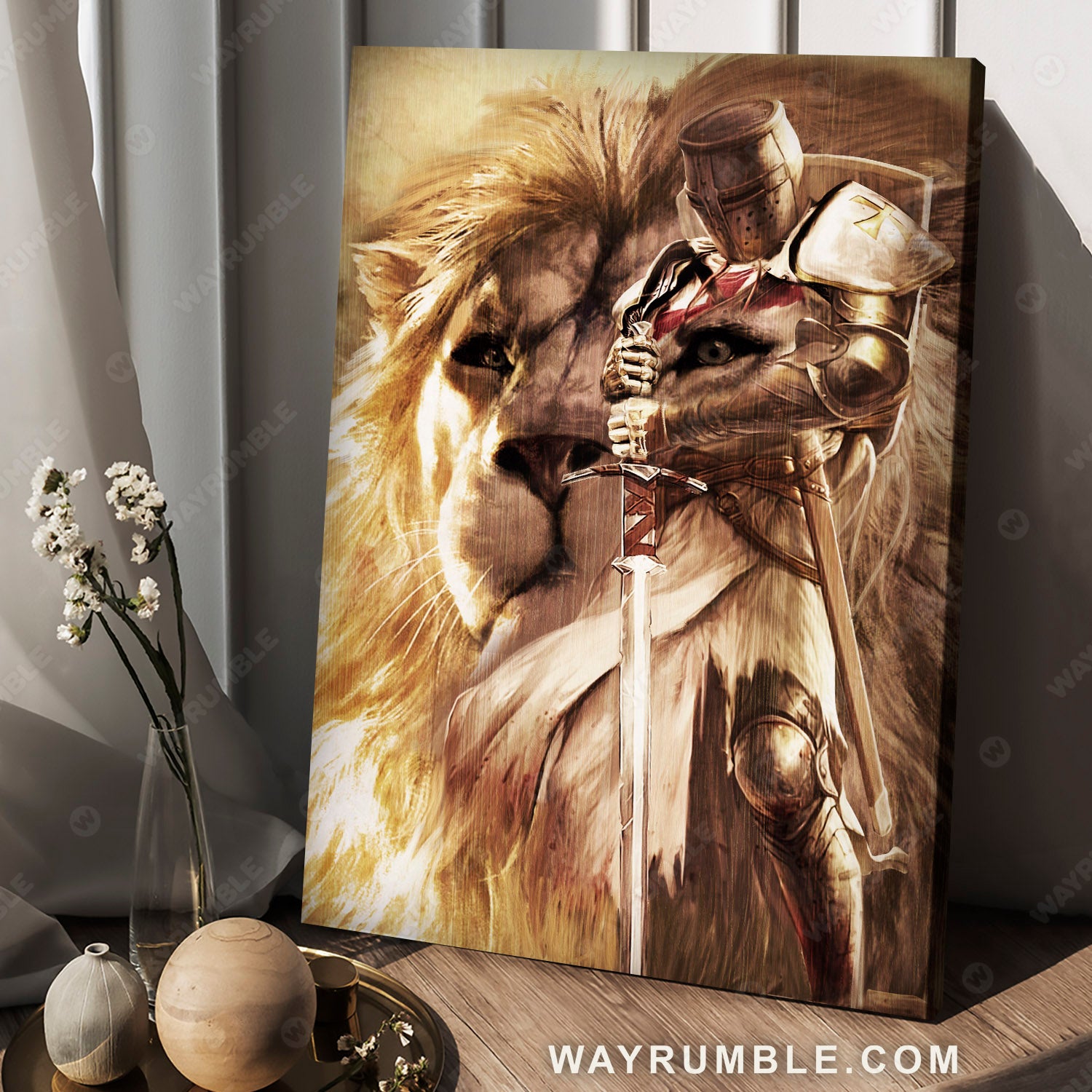 Knight of God, The lion of Judah, Warrior painting, Under the command of God - Jesus Portrait Canvas Prints, Christian Wall Art