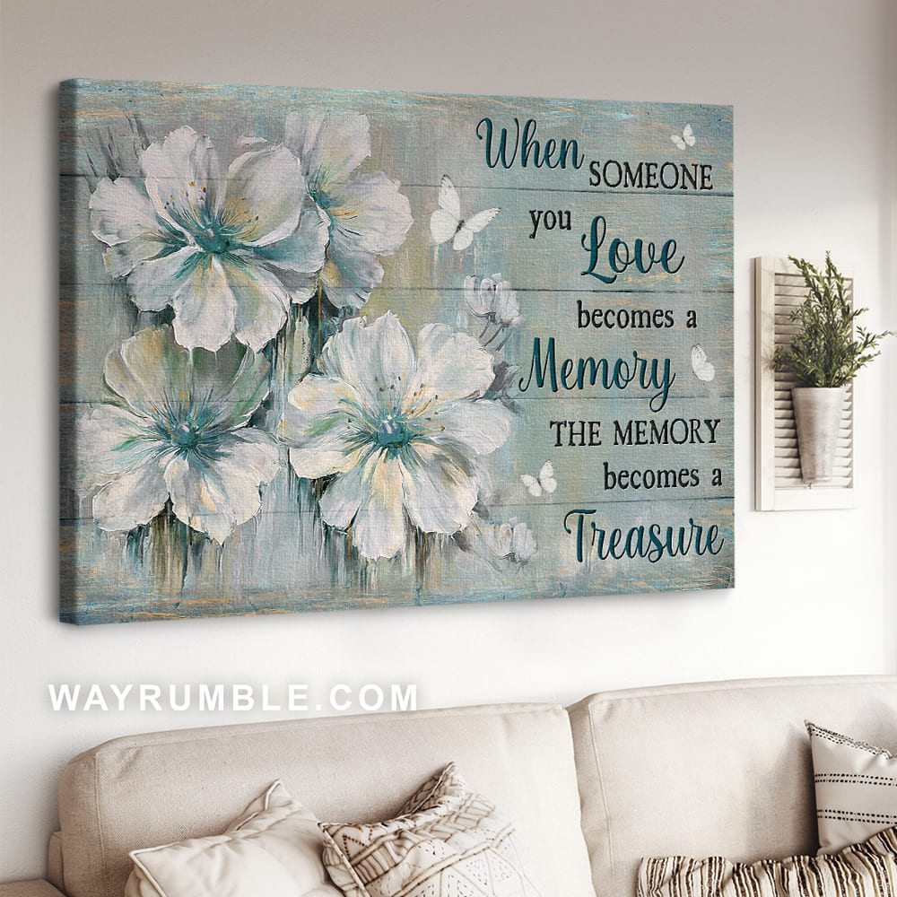 White poppy flower drawing, Pretty butterfly, When someone you love becomes a memory - Jesus Landscape Canvas Prints, Christian Wall Art