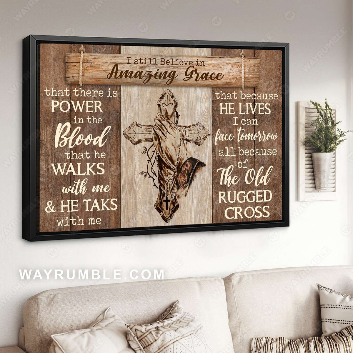 Praying hands, Cross symbol, Cross necklace, I still believe in Amazing Grace - Jesus Landscape Canvas Prints, Christian Wall Art