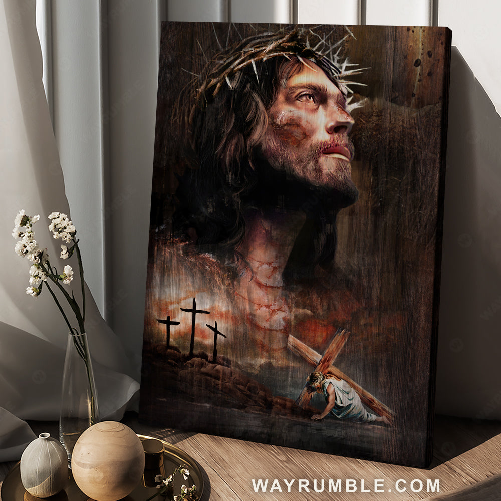 Life of Jesus, Jesus on the cross, Crown of thorn - Jesus Portrait Canvas Prints, Christian Wall Art