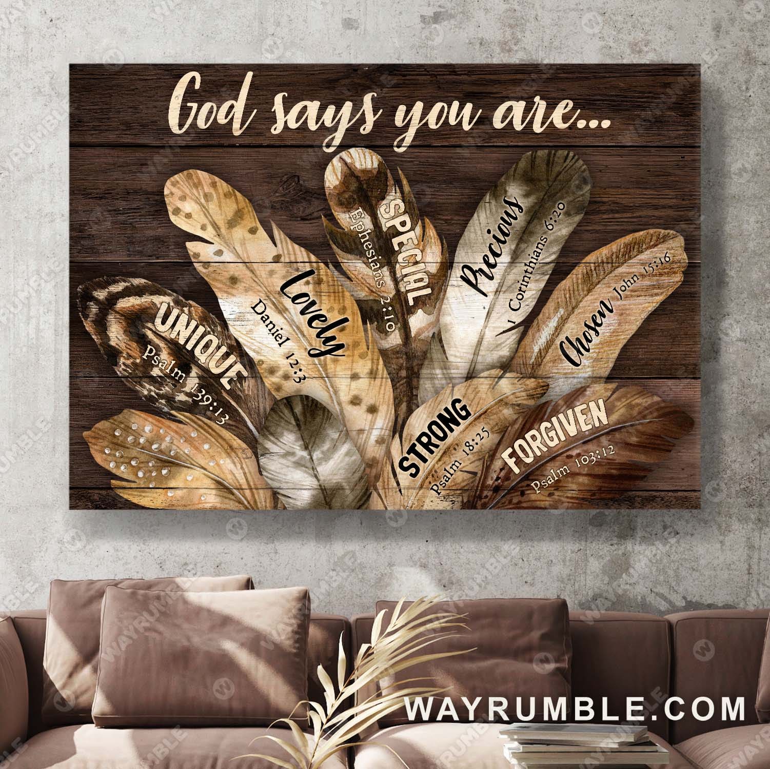 Feather painting, God says you are unique - Jesus Landscape Canvas Prints, Wall Art