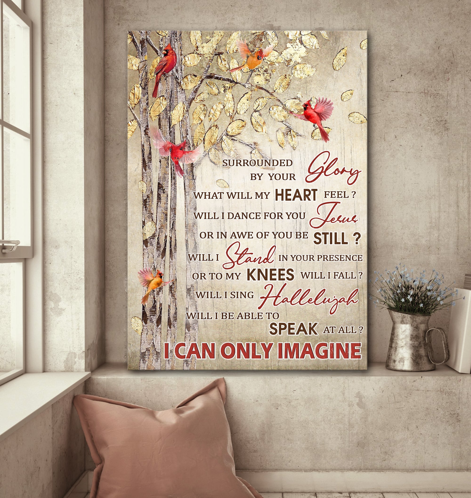 Cardinal, Gold Poplar Tree, I can only imagine - Jesus Portrait Canvas Prints, Wall Art