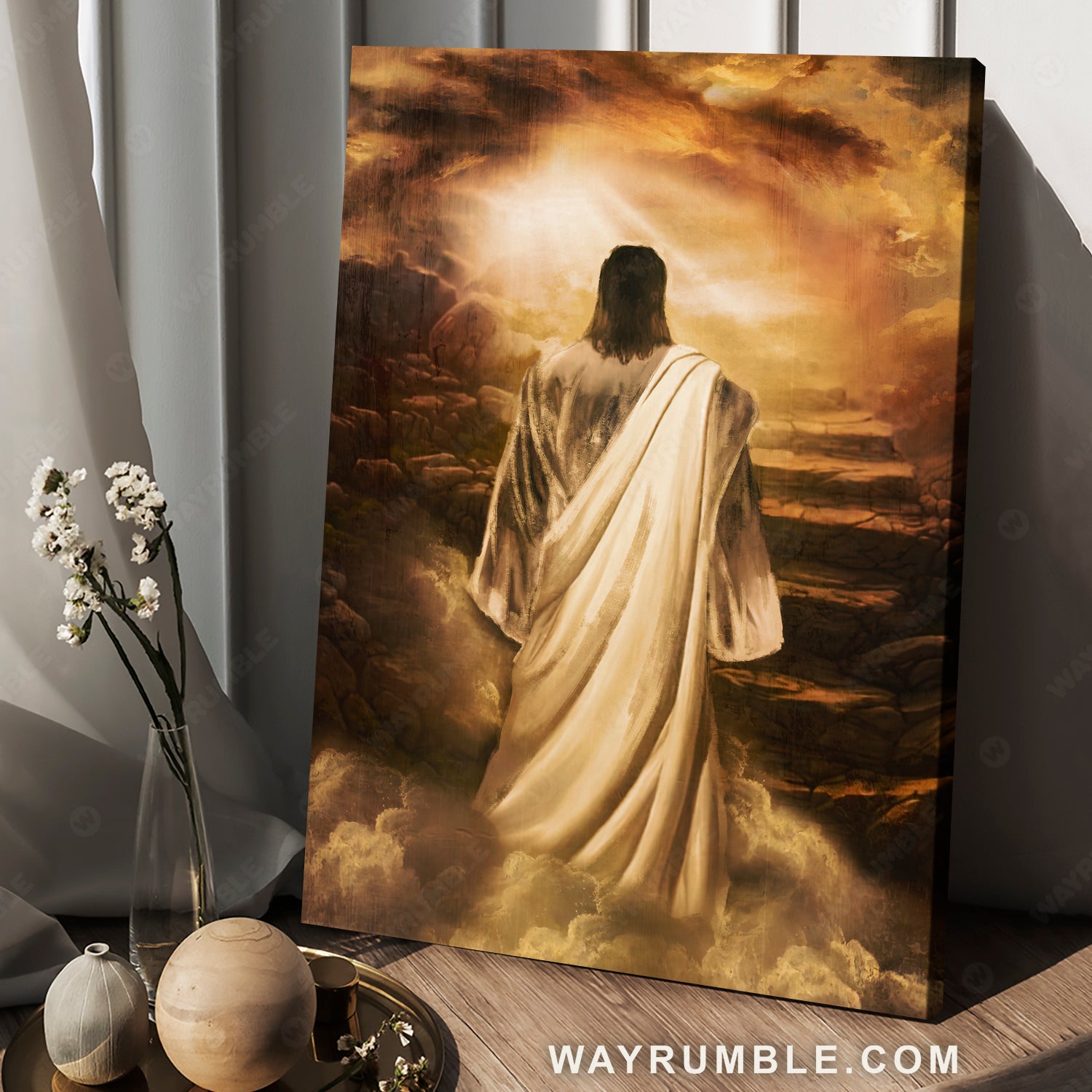 Jesus painting, Stairway to heaven, Walking with Jesus - Jesus Portrait Canvas Prints, Christian Wall Art
