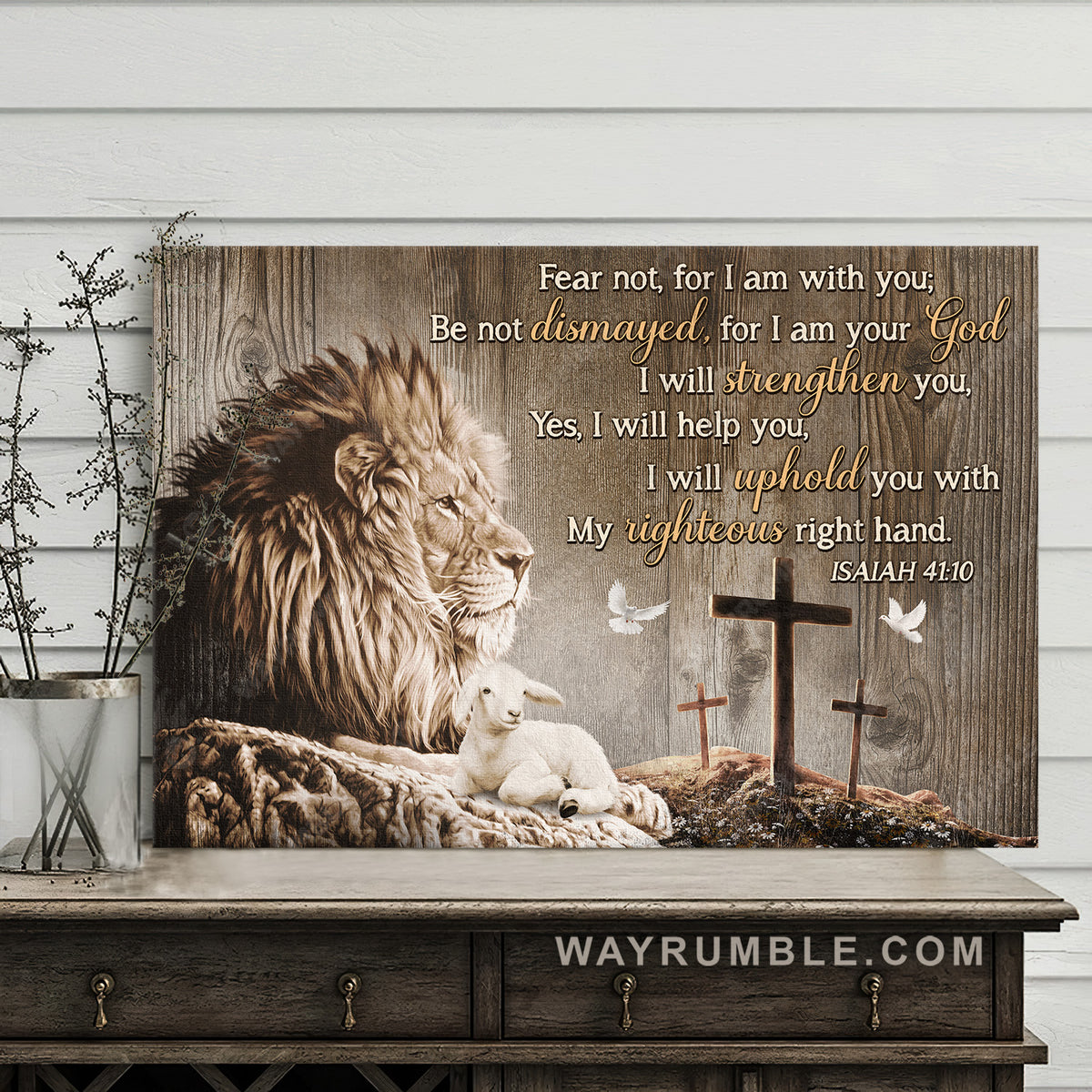 Lion of Judah, Lamb of God, Three crosses, Fear not for I am with you - Jesus Landscape Canvas Prints, Christian Wall Art