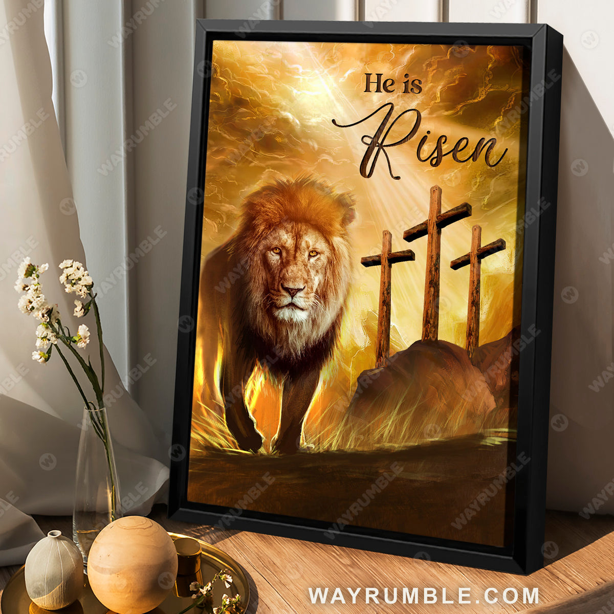 Lion of Judah, Lion painting, The rugged cross, He is risen - Jesus Portrait Canvas Prints, Christian Wall Art