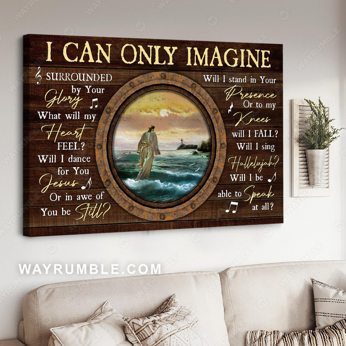 Jesus walks on water, Ocean landscape, Seashore painting, I can only imagine - Jesus Landscape Canvas Prints, Christian Wall Art