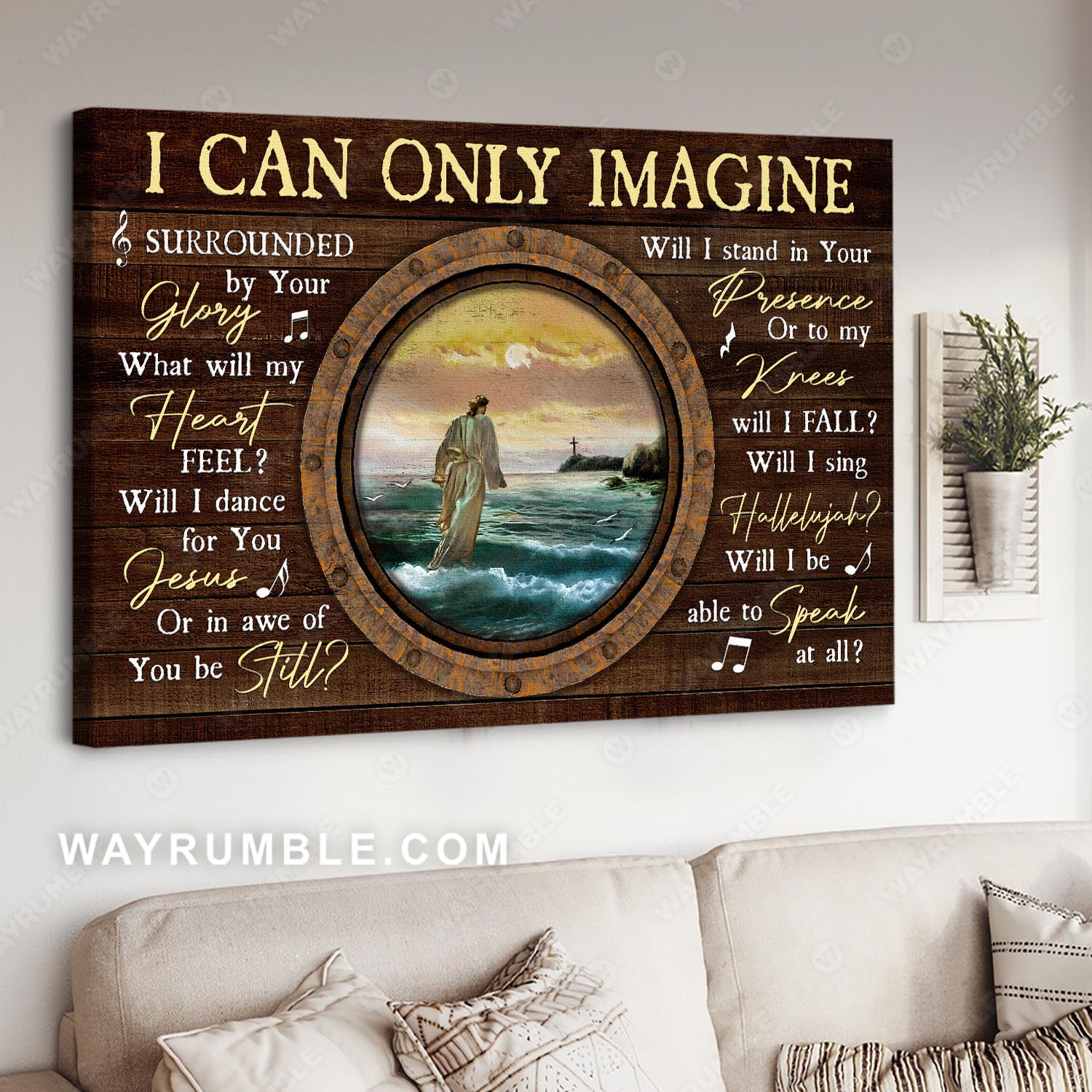 Jesus walks on water, Ocean landscape, Seashore painting, I can only imagine - Jesus Landscape Canvas Prints, Christian Wall Art