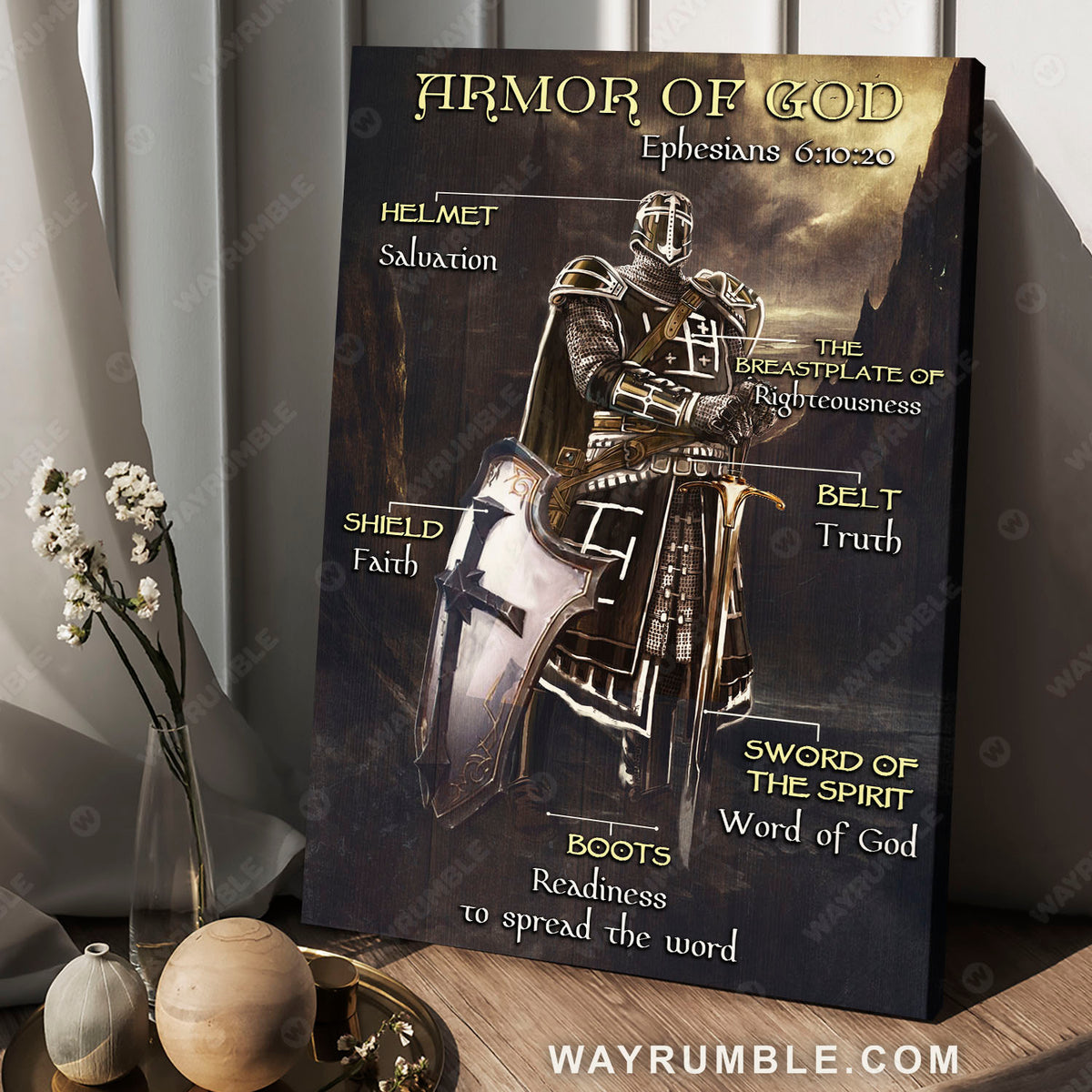 Armor of God, The Knight of God, Warrior painting, Under the command of God - Jesus Portrait Canvas Prints, Christian Wall Art