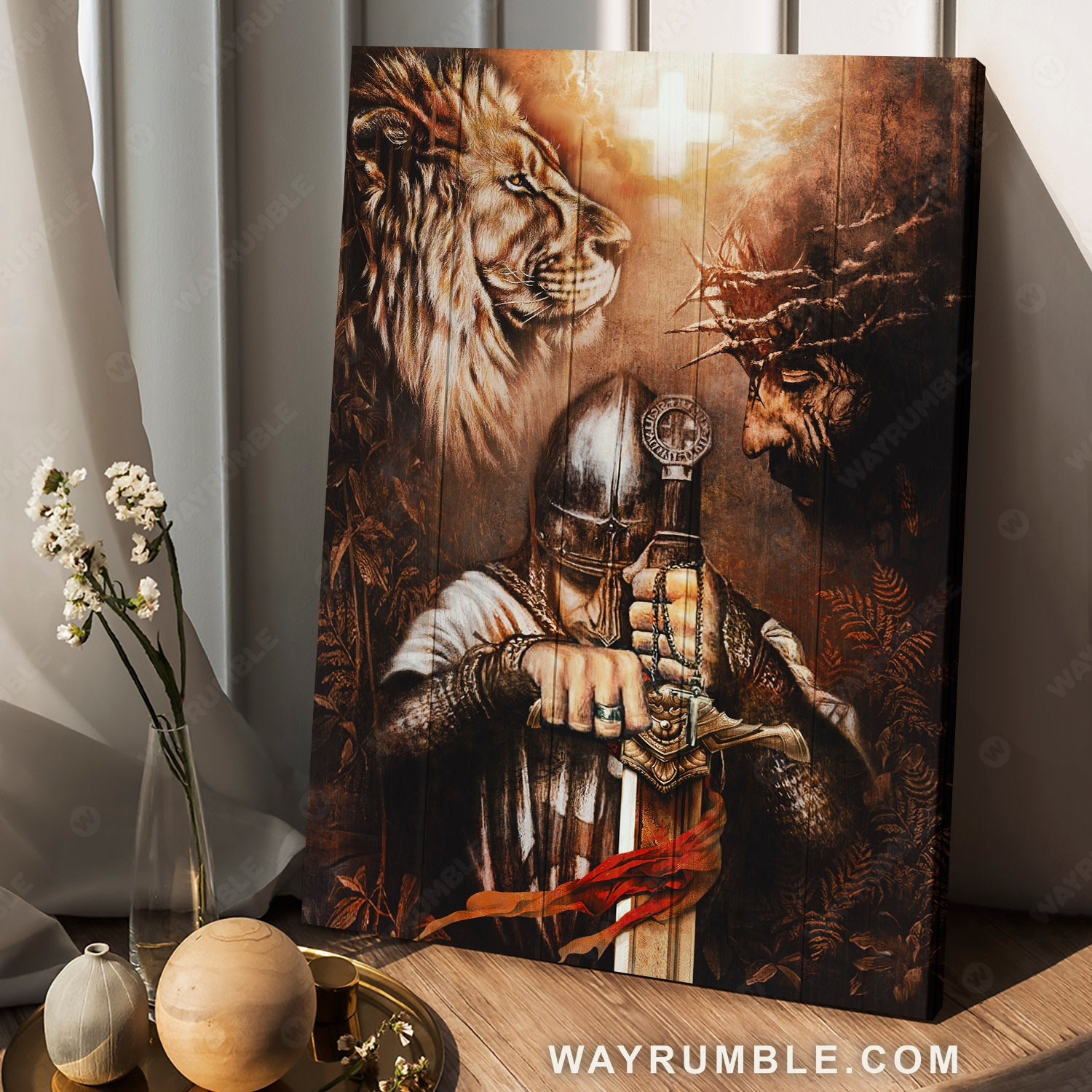Warrior painting, Jesus painting, Lion of Judah, Knight of God - Jesus Portrait Canvas Prints, Christian Wall Art