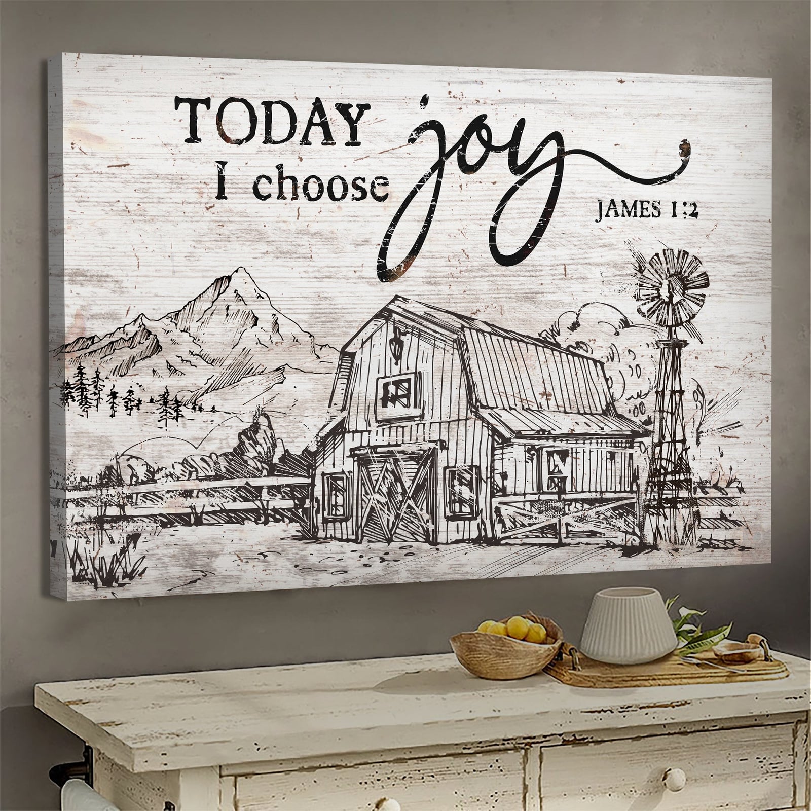 Beautiful Land, Sketch Painting, Today I choose joy - Jesus Landscape Canvas Prints, Wall Art